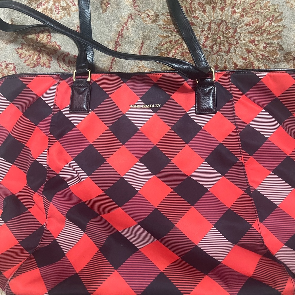 Vera Bradley Ella Large Red and Black Plaid Tote